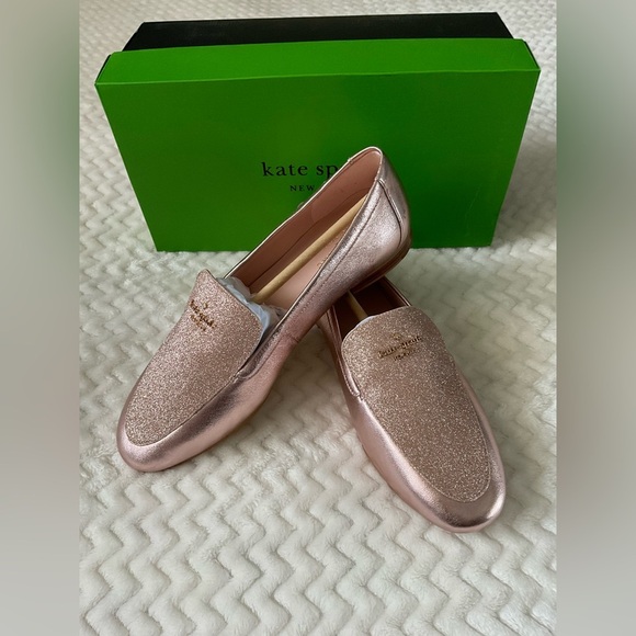 kate spade Shoes - Kate Spade Pink Gold Flats Elegant Metallic Loafers